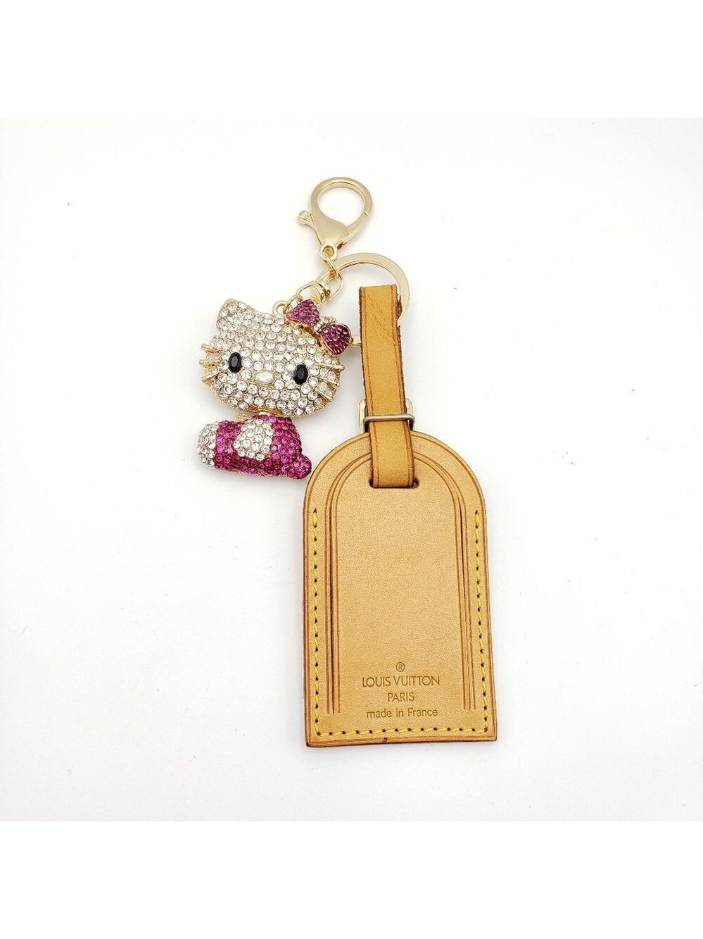 Authentic Louis Vuitton Luggage Tag with Unbranded Keycharm, Keychain 15-010426
